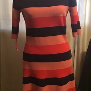 Ann Taylor Pink Dress 3/4 Sleeve Bateau Neckline